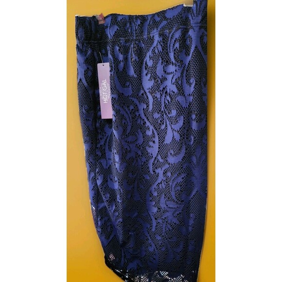 New HOT GAL Dark Navy Lace over Black Lining Women's Small Skirt NWT D25 Nice - Picture 4 of 5